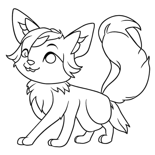 Vector cute fox coloring page for kindergarten age vector illustration line art