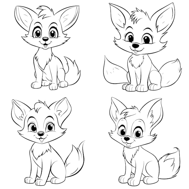 cute fox coloring page line art