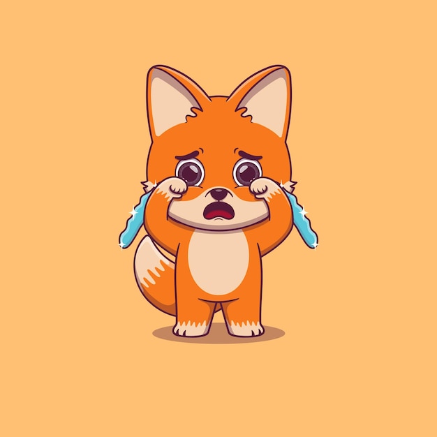 Cute fox crying with tears