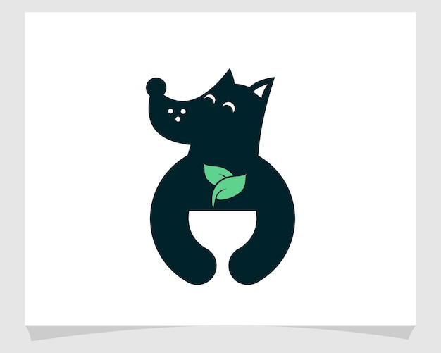 Cute fox holding a leaf negative space logo vector icon illustration