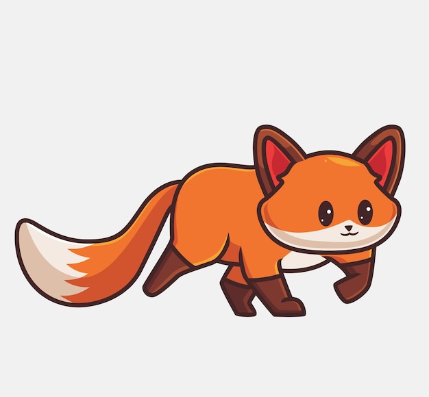 Cute fox hunting isolated cartoon animal nature concept illustration Flat Style