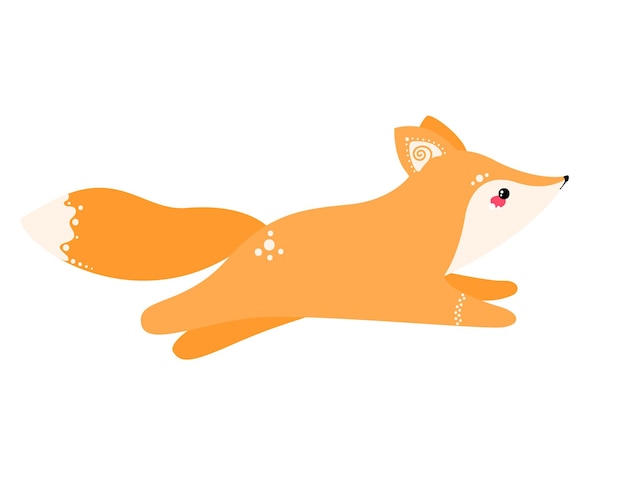 Cute fox isolated on white background Vector illustration in a flat style