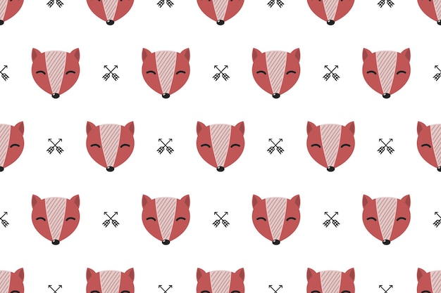 Cute Fox Seamless Pattern Background