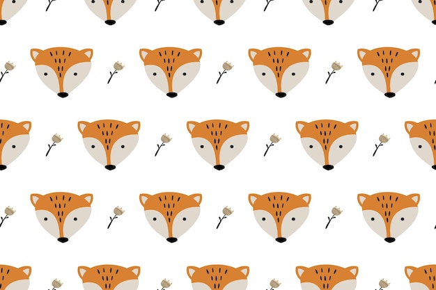 Cute Fox Seamless Pattern Background