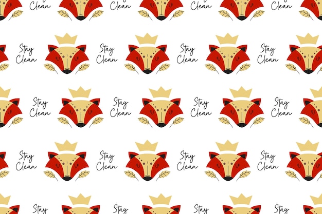 Cute Fox Seamless Pattern Background