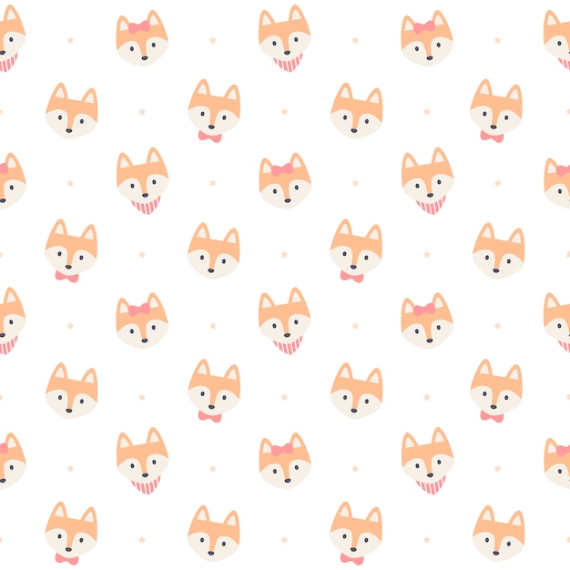 Cute fox seamless   pattern 