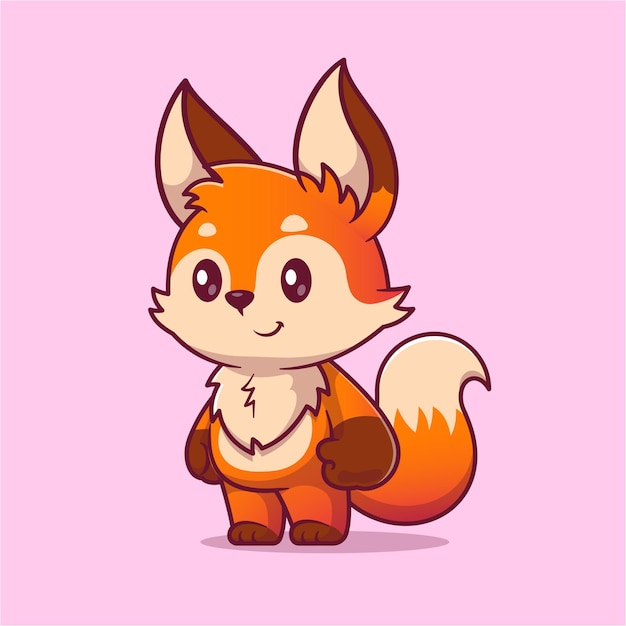 Cute Fox Standing Cartoon Vector Icon Illustration Animal Nature Icon Concept Isolated Premium Flat