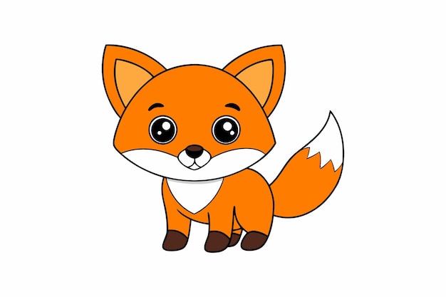 Vector cute fox vector illustration cartoon line art clipart design