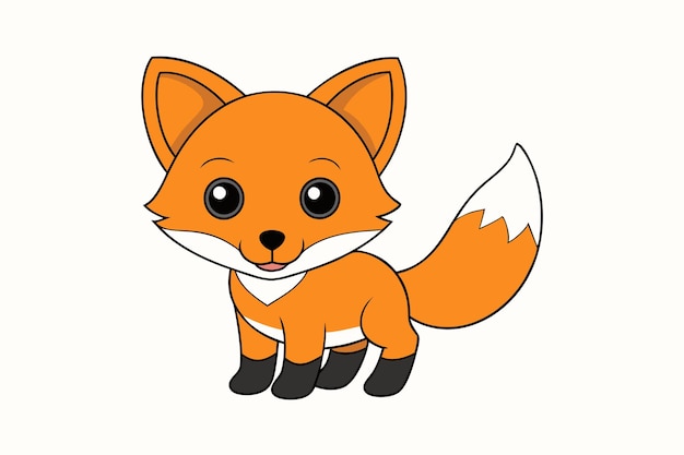 Cute Fox Vector Illustration Cartoon Line Art Clipart Design