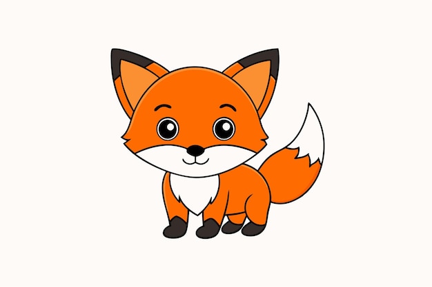 Cute Fox Vector Illustration Cartoon Line Art Clipart Design