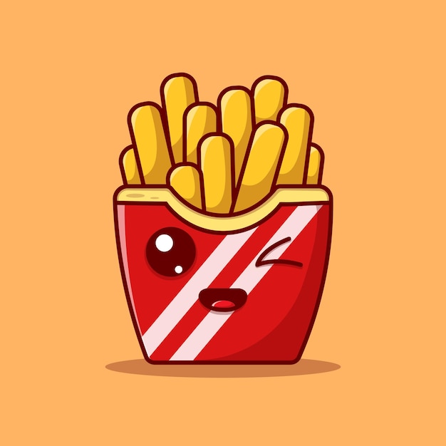 Cute french fries cartoon vector illustration