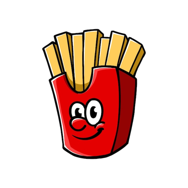 Vector cute french fries mascot cartoon illustration food logo icon vector