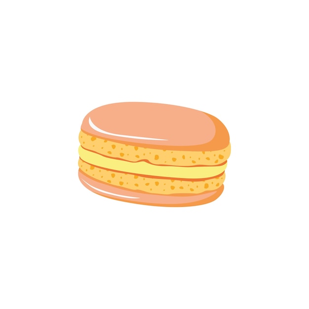 Cute French orange macaron with yellow light cream Traditional macaroon dessert Almond cookies