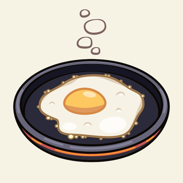 Vector cute fried egg cartoon vector icon illustration food icon