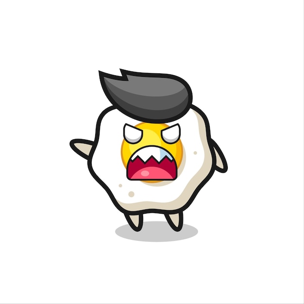 Cute fried egg cartoon in a very angry pose