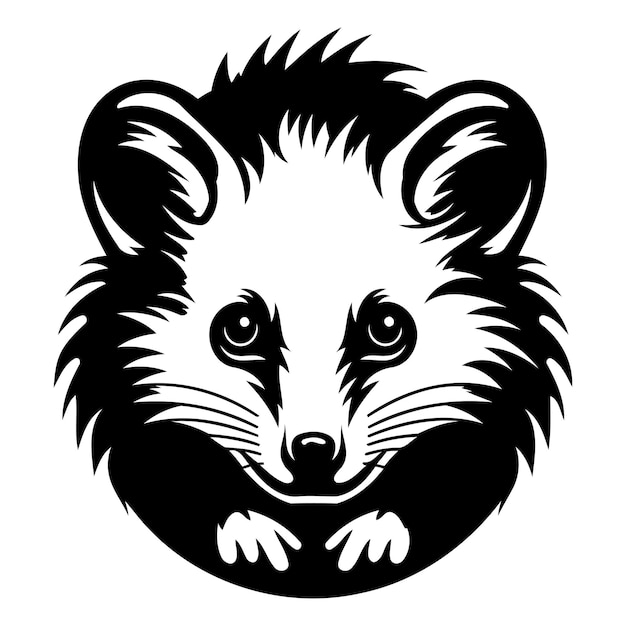 Vector a cute and friendly black and white illustration of a raccoons face perfect for branding logos or childrens products