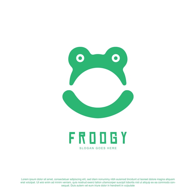 Cute friendly frog illustration logo