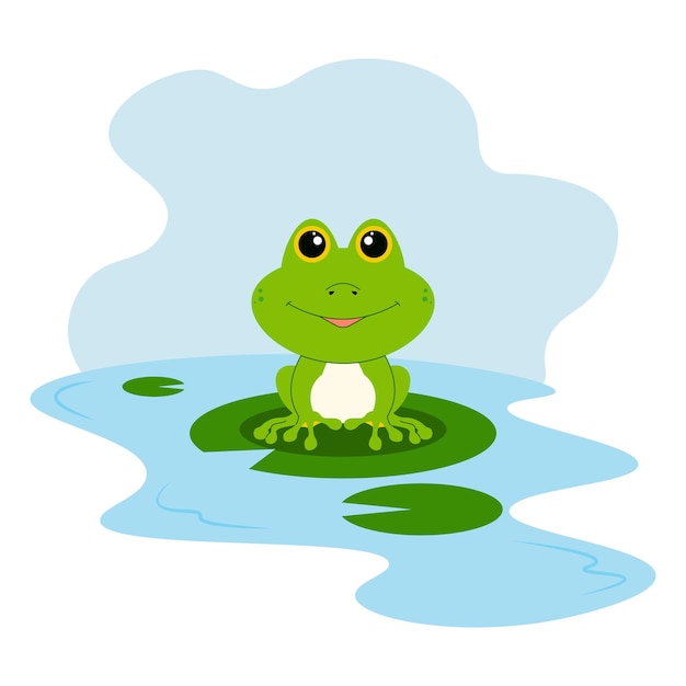 Cute frog cartoon on isolated white background Vector illustration