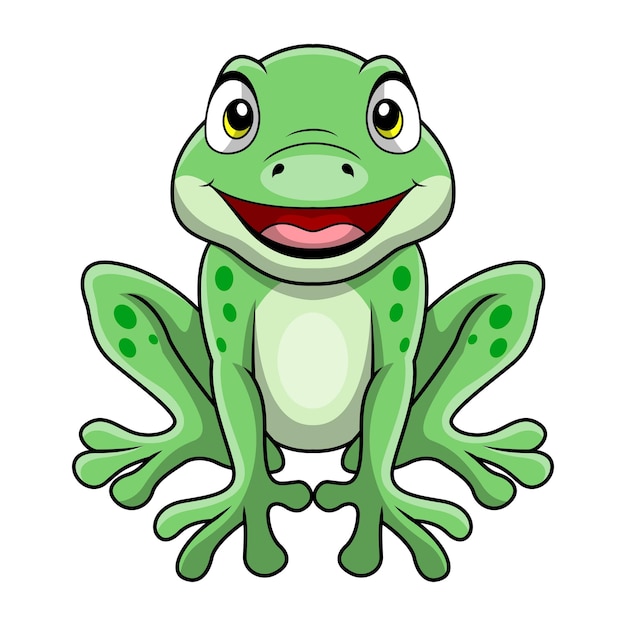 Cute frog cartoon on white background