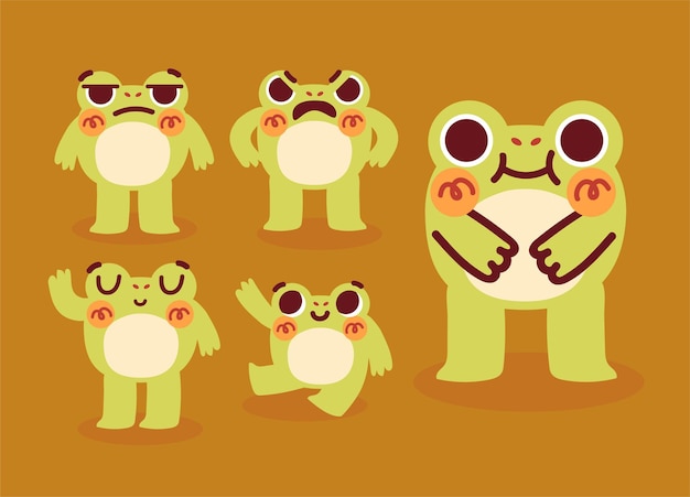 Vector cute frog expressions illustration character