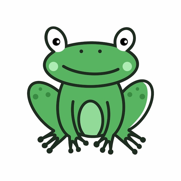 Cute frog on white background Illustration for children Animal sketch