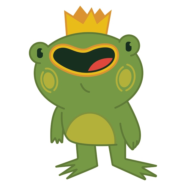 Cute frog with crown vector cartoon character illustration isolated on a white background