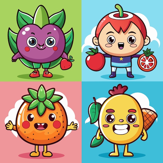 Vector cute fruite mascot icon illustration