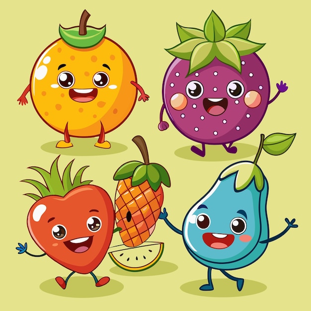 Vector cute fruite mascot icon illustration