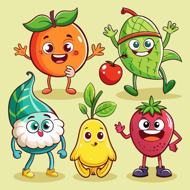 Vector cute fruite mascot icon illustration