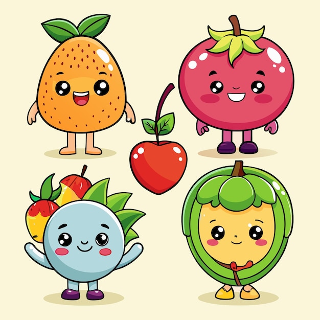 CUte Fruite Mascot Icon Illustration