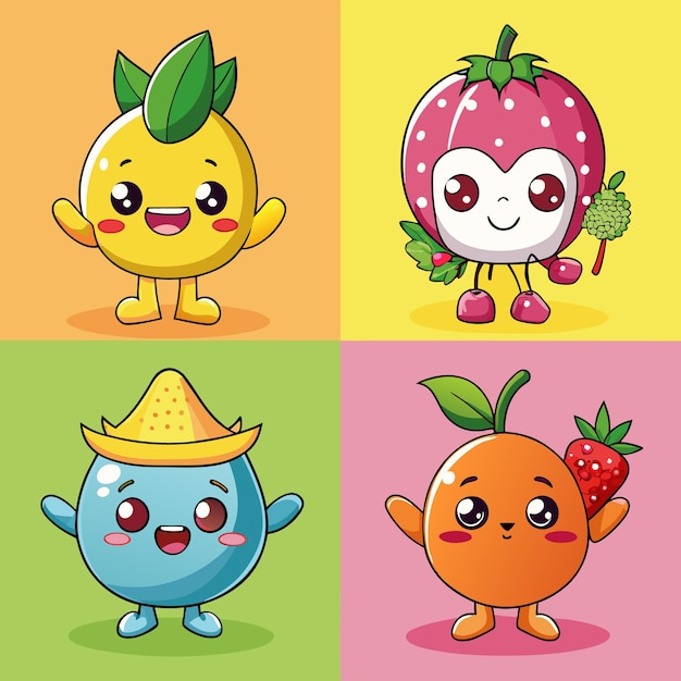 CUte Fruite Mascot Icon Illustration