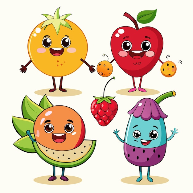 Vector cute fruite mascot icon illustration