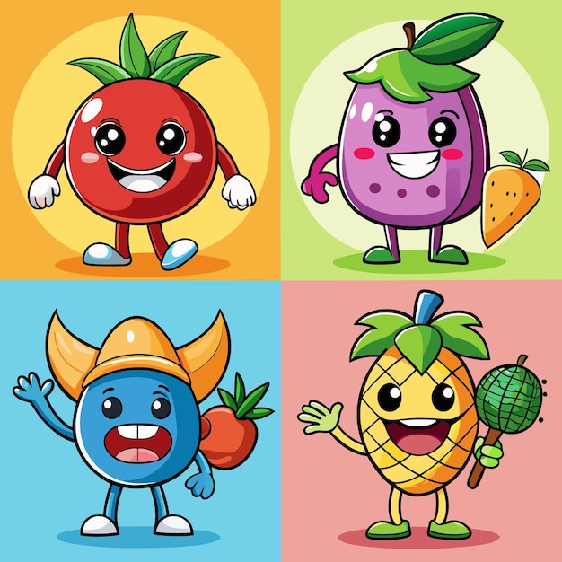 Vector cute fruite mascot icon illustration