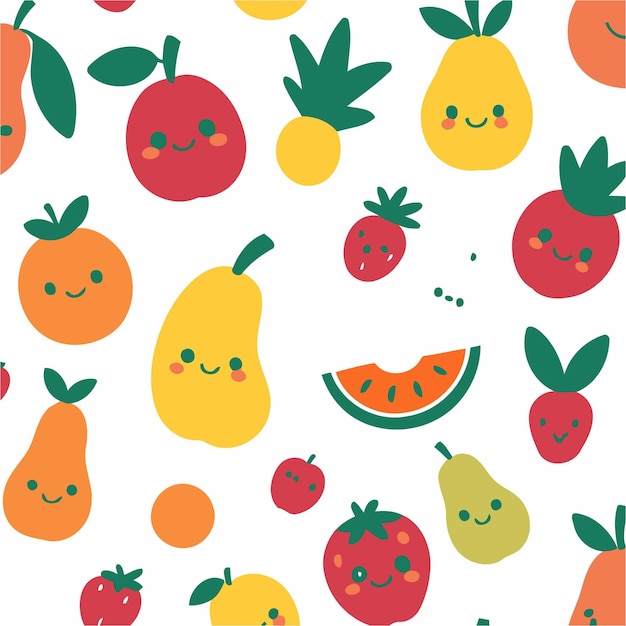 Vector cute fruits for children story book vector illustration