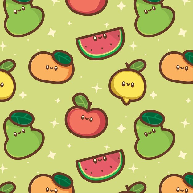 Vector cute fruits seamless pattern