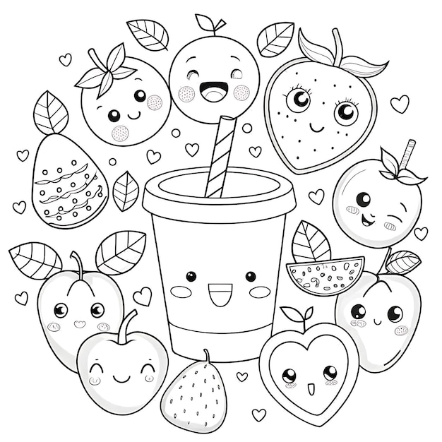 Cute FruitThemed Coloring Page for Kids and Craft Projects