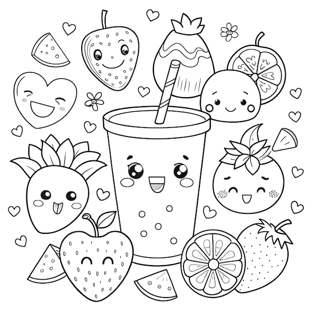 Cute FruitThemed Coloring Page for Kids and Craft Projects