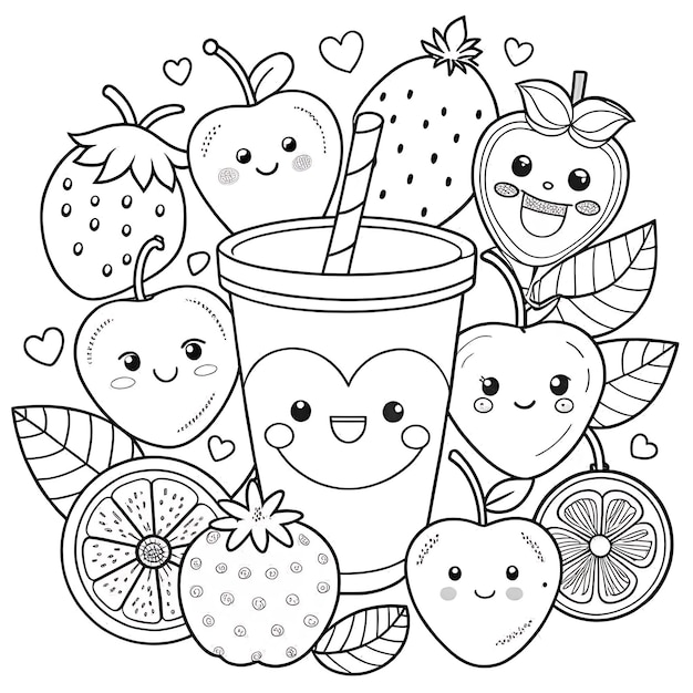 Cute FruitThemed Coloring Page for Kids and Craft Projects