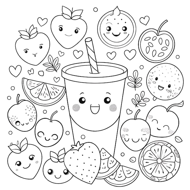 Cute FruitThemed Coloring Page for Kids and Craft Projects