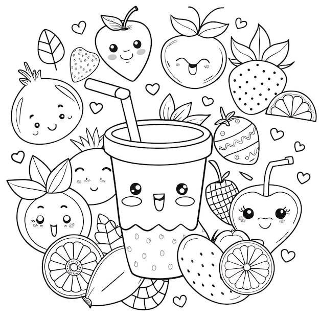 Cute FruitThemed Coloring Page for Kids and Craft Projects