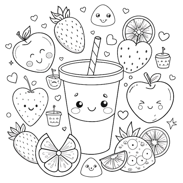 Cute FruitThemed Coloring Page for Kids and Craft Projects