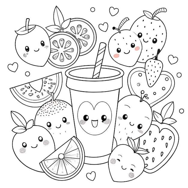 Cute FruitThemed Coloring Page for Kids and Craft Projects