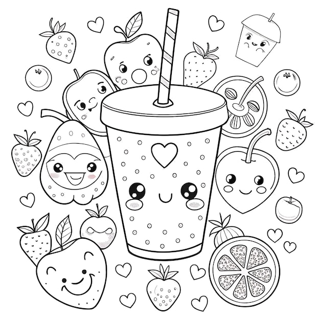 Cute FruitThemed Coloring Page for Kids and Craft Projects