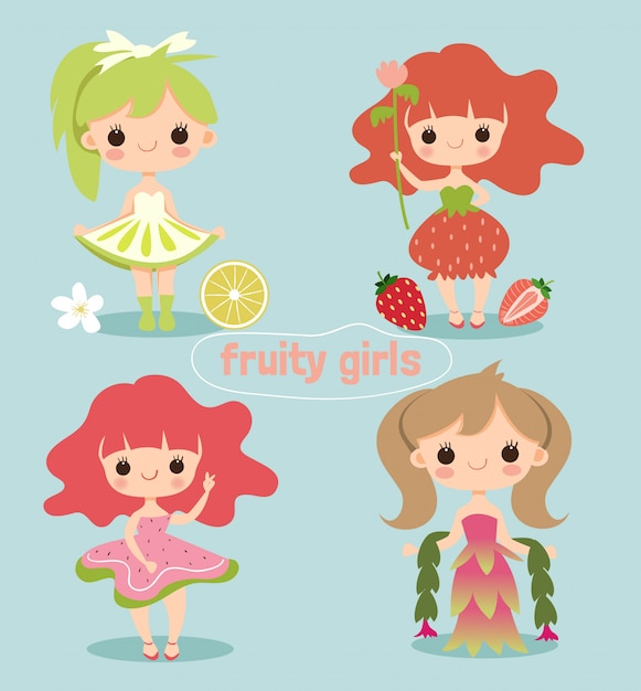 Cute fruity girl cartoon character