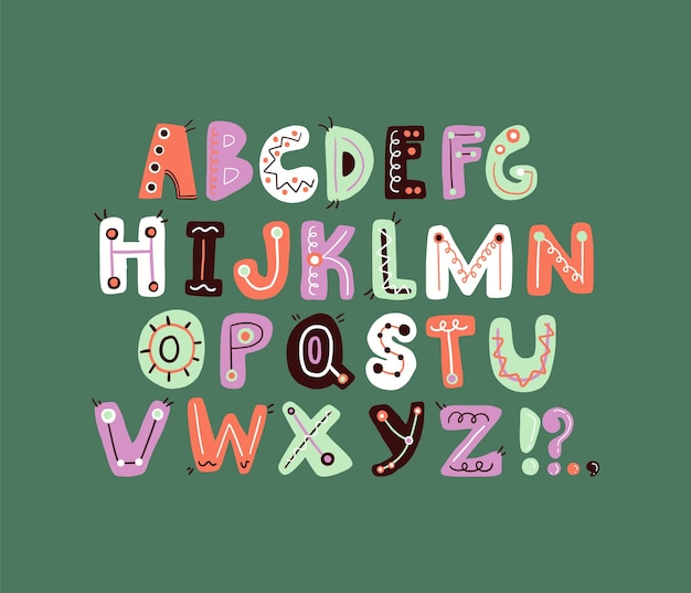 Cute funky letter alphabet  colorful and playful letter 