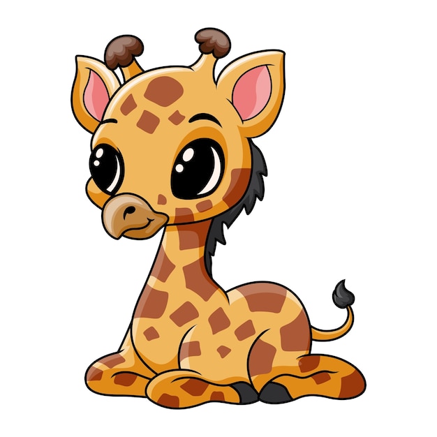 Cute funny baby giraffe sitting