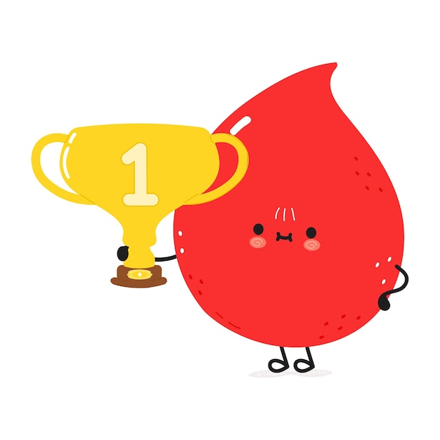 Cute funny blood drop hold gold trophy cup