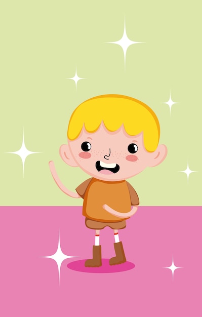 Cute and funny boy smiling cartoon 