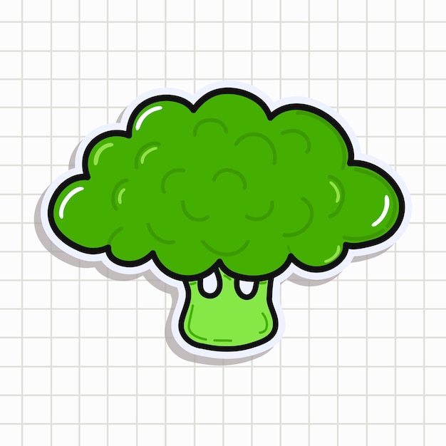 Vector cute funny broccoli sticker