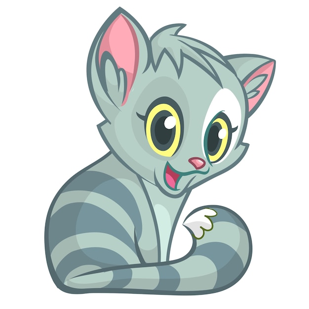 Cute and funny cartoon cat Vector illustration